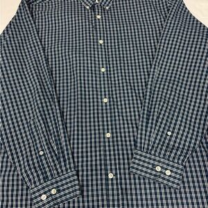 Men’s Eddie Bauer Navy Plaid Button Down Shirt XL